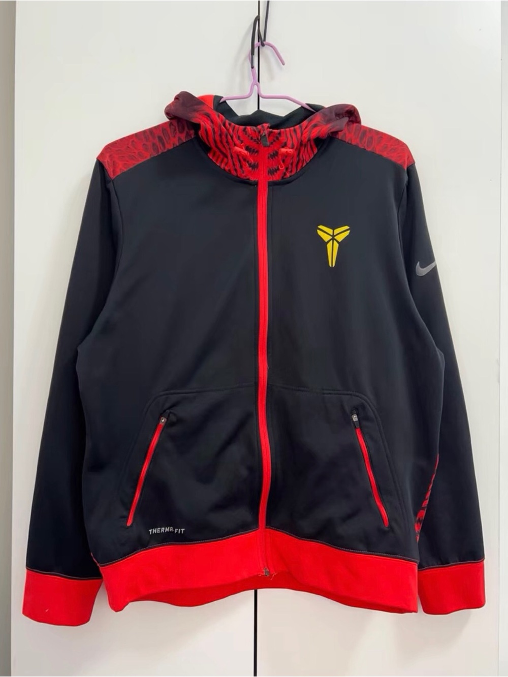 Nike Black & Red Performance Full-Zip Hoodie with Yellow Kobe Logo